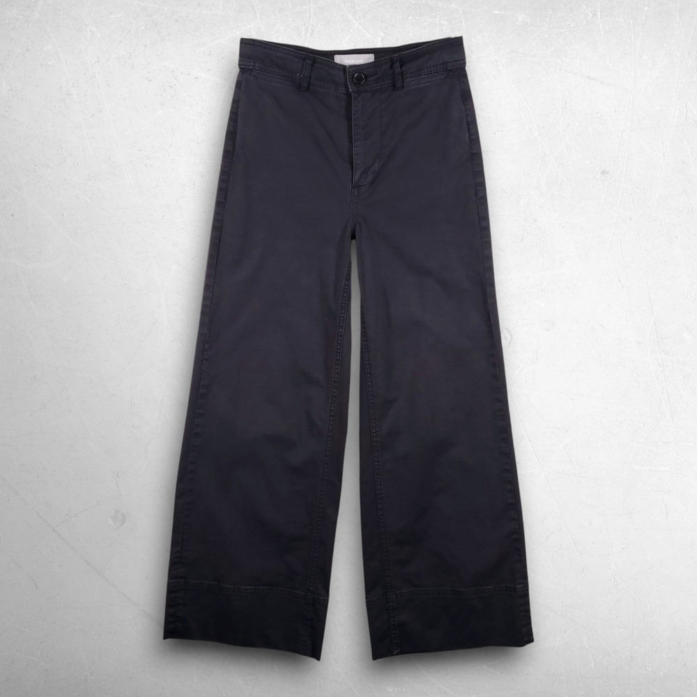 Everlane Wide Leg Crop Chino Pants Women 0 Black Minimalist Clean Girl Capsule